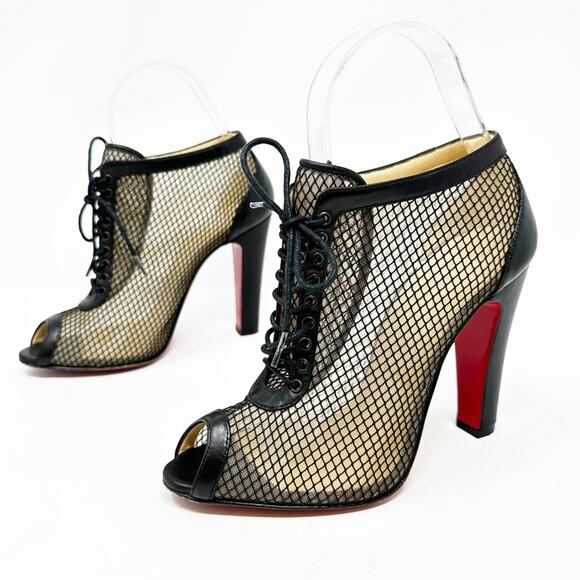 Christian Louboutin Nikita Mesh & Leather Ankle Booties Size 36 - Picture 1 of 12